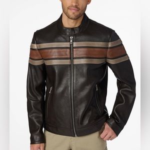 Wilsons Leather Dale Retro Striped Leather Jacket!